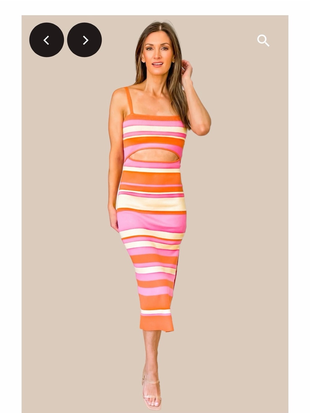 Striped Cutout Midi Skirt in Pink & Orange